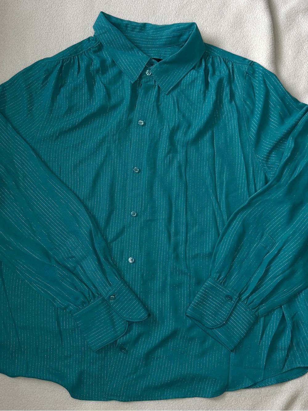 NWT White House Black Market Ocean Waters L/S Soft Shirt Blouse Size XL